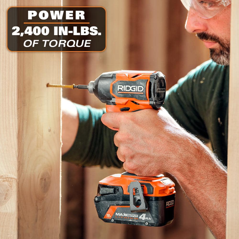 RIDGID 18V Brushless 2-Tool Combo Kit with 6.0 Ah & 4.0 Ah MAX Output Batteries, Charger, Hard Case & 8.0 Ah MAX Output Battery