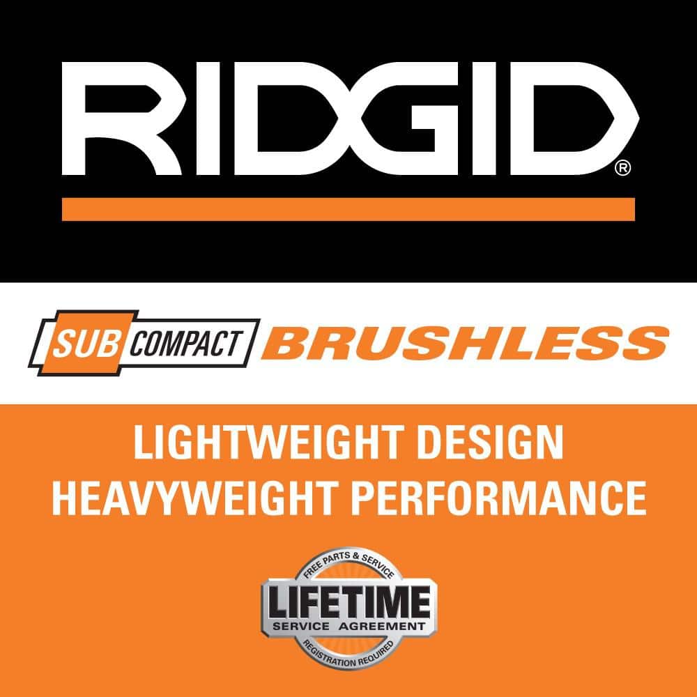 RIDGID 18V SubCompact Brushless 2-Tool Combo Kit with (2) 2.0 Ah Batteries, Charger, Bag + Free 3/8 in. Impact Wrench