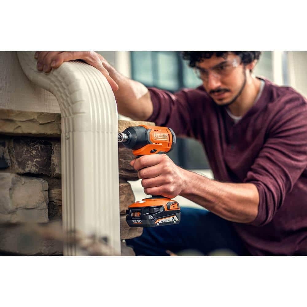RIDGID 18V Cordless 4-Tool Combo Kit with (1) 4.0 Ah Battery, (1) 2.0 Ah Battery, Charger, and Bag