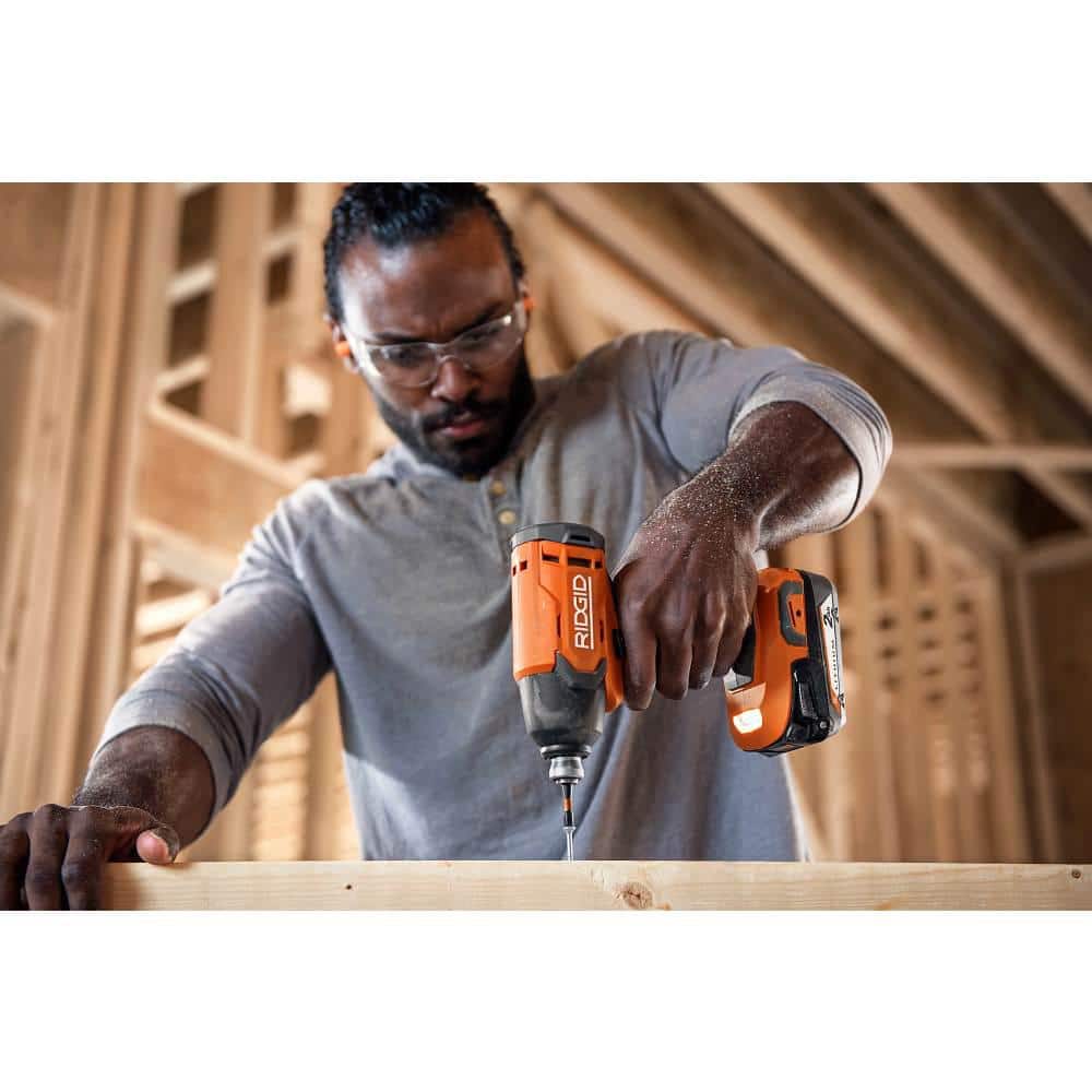 RIDGID 18V Cordless 4-Tool Combo Kit with (1) 4.0 Ah Battery, (1) 2.0 Ah Battery, Charger, and Bag