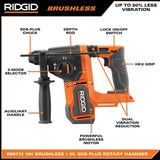 RIDGID 18V Brushless Cordless 1 in. SDS-Plus Rotary Hammer with 18V Lithium-Ion 4.0 Ah Battery