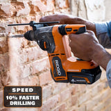 RIDGID 18V Brushless Cordless 1 in. SDS-Plus Rotary Hammer Kit with 18V 4.0Ah MAX Output Battery and Rapid Charger
