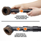 1-1/4 in. Natural Hair Dusting Brush Shop Vac Attachment with 1-7/8 in., 2-1/2 in. Adapters for RIDGID Wet Dry Vacuums