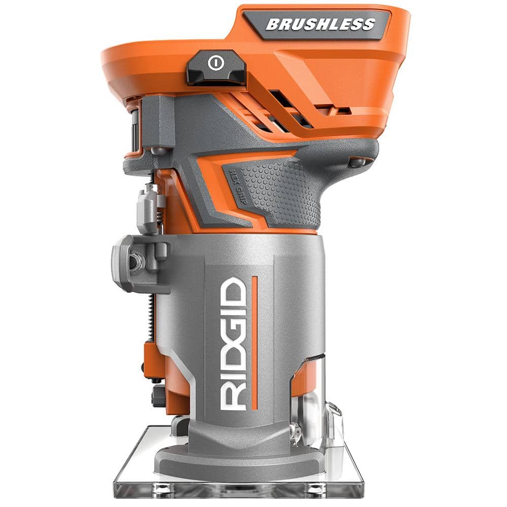 RIDGID 18-Volt Cordless Brushless 1/4 in. Compact Router with Fixed Base and Tool-Free Depth Adjustment