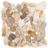 Emser Flat Rivera Pebble 10-Pack Gold Natural Stone Border Tile (12-in x 12-in)