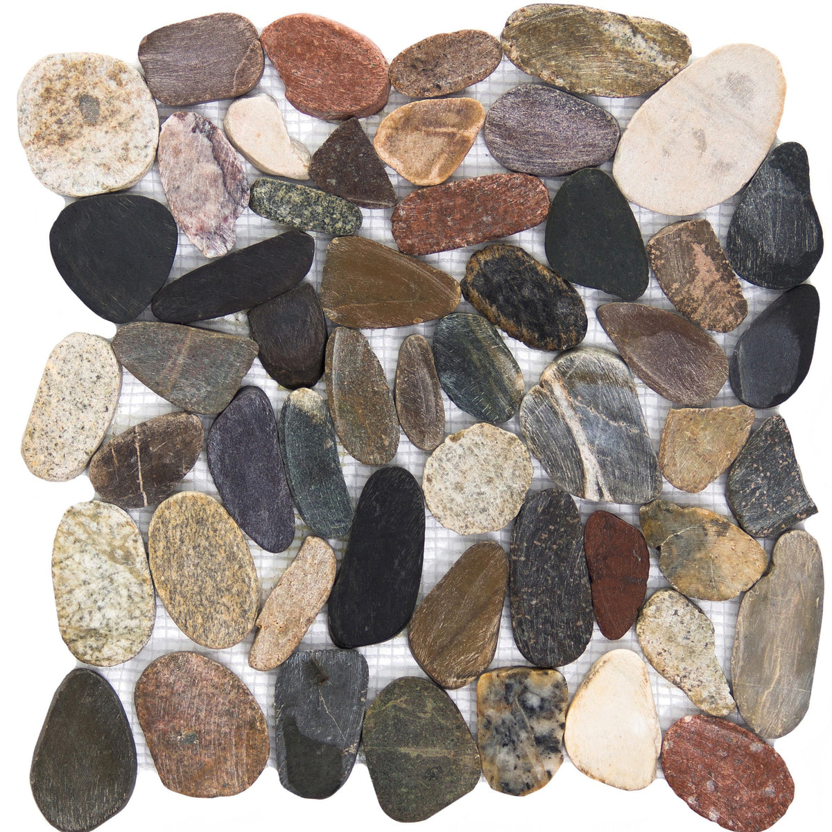 Emser Flat Rivera Pebble 10-Pack Cream Natural Stone Border Tile, 12 in. x 12 in.