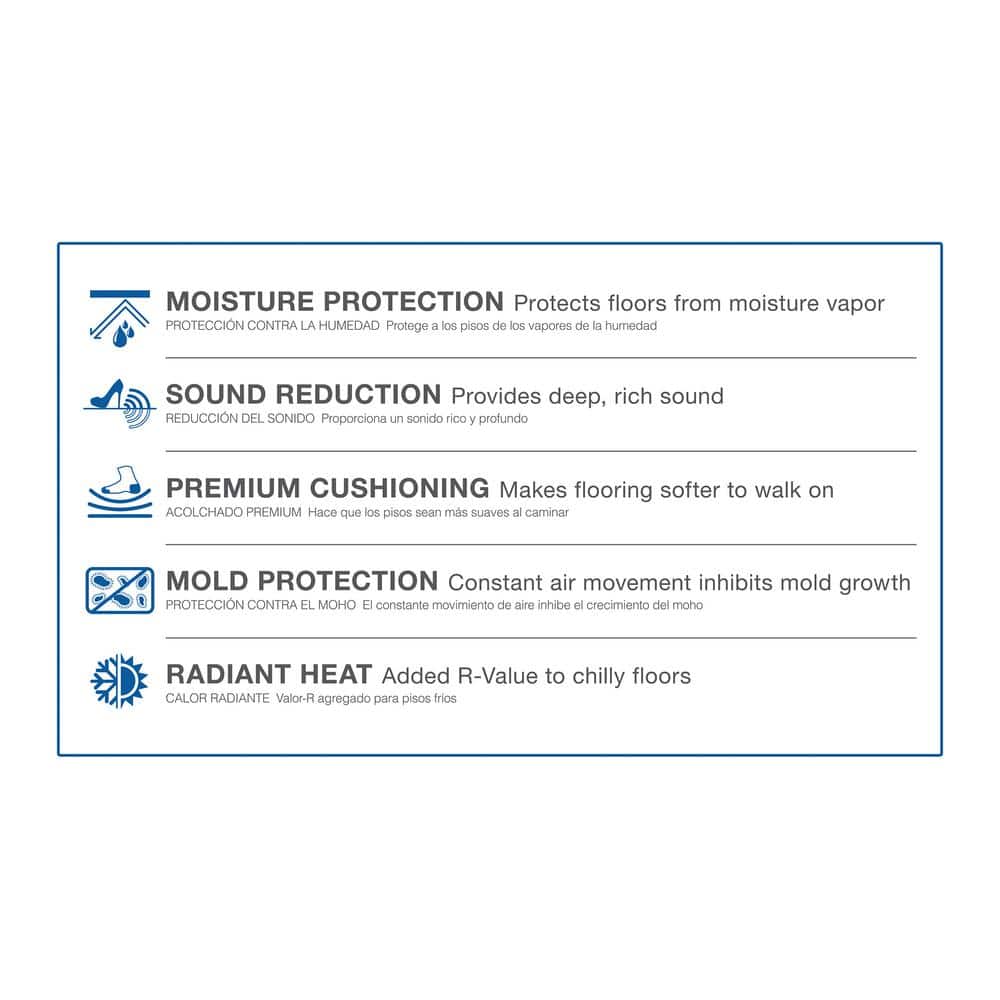 ROBERTS AirGuard 100 sq. ft. 40 in. x 30 ft. x 2 mm 5-in-1 Underlayment with Microban for Laminate and Engineered Wood Floors