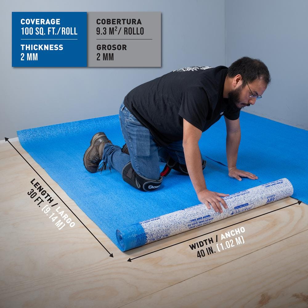 ROBERTS AirGuard 100 sq. ft. 40 in. x 30 ft. x 2 mm 5-in-1 Underlayment with Microban for Laminate and Engineered Wood Floors
