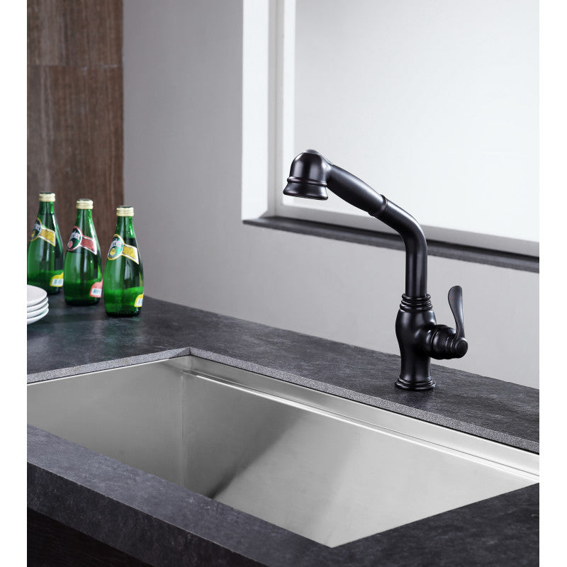 ANZZI Del Moro Oil Rubbed Bronze 1-Handle Deck-Mount Pull-Out Kitchen Faucet, KF-AZ203ORB