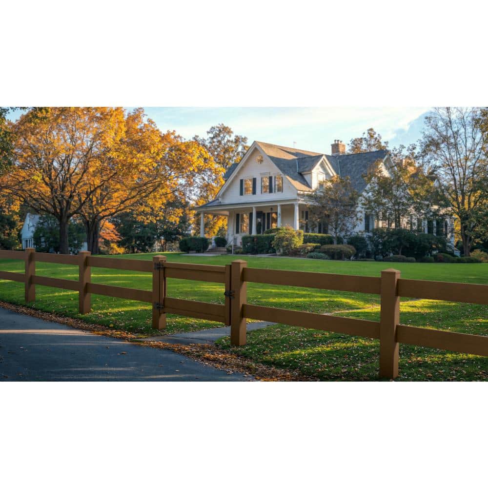 Natures Composites Composite 2-Rail Start/End Post with Post Cap for Traditional Ranch Rail System (5 in. x 5 in. x 50 in. L) Rosewood
