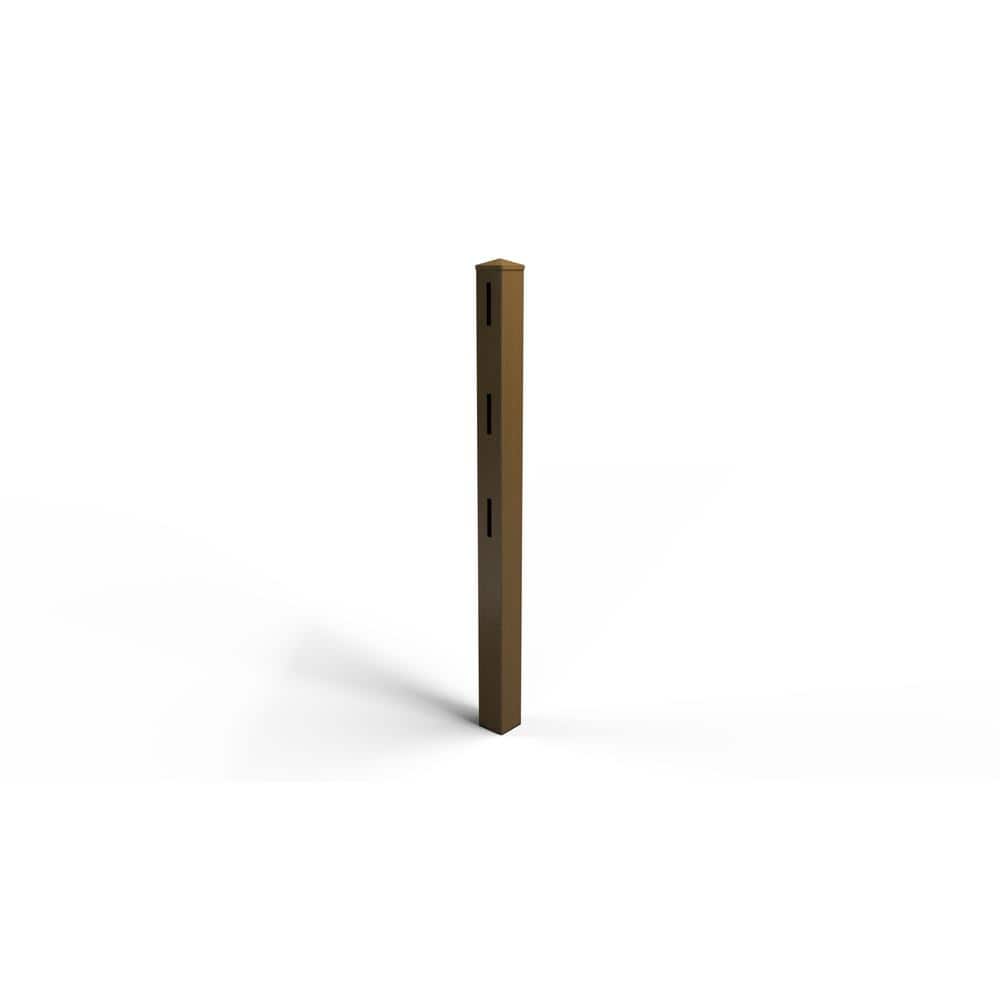 Natures Composites Composite 3-Rail Start/End Post with Post Cap for Traditional Ranch Rail System (5 in. x 5 in. x 65 in. L) Rosewood