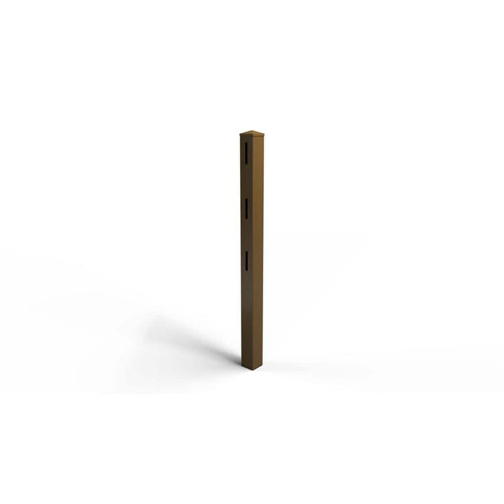 Natures Composites Composite 3-Rail Start/End Post with Post Cap for Traditional Ranch Rail System (5 in. x 5 in. x 65 in. L) Rosewood