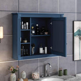 Miscool Ami 35 in. W x 7.1 in. D x 28.7 in. H Rectangular Bathroom Storage Medicine Cabinet with Mirror In Blue