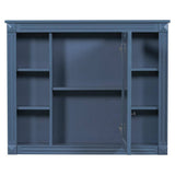 Miscool Ami 35 in. W x 7.1 in. D x 28.7 in. H Rectangular Bathroom Storage Medicine Cabinet with Mirror In Blue