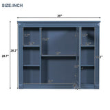 Miscool Ami 35 in. W x 7.1 in. D x 28.7 in. H Rectangular Bathroom Storage Medicine Cabinet with Mirror In Blue