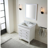 ANZZI Wineck Series 36-in White Single Sink Bathroom Vanity with Carrara White Natural Marble Top (Mirror Included)