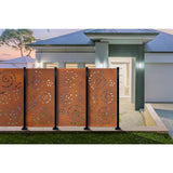 OUTDECO Spiral 3 ft. x 6 ft. Oxy-Shield Corten Steel Decorative Screen Panel in Rust with 6-Screws