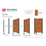 OUTDECO Spiral 3 ft. x 6 ft. Oxy-Shield Corten Steel Decorative Screen Panel in Rust with 6-Screws