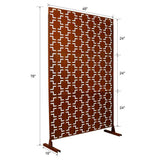 76 in. H x 48 in. W Outdoor and Indoor Freestanding Metal Decorative Privacy Screen for Deck Balcony Patio, Rusty