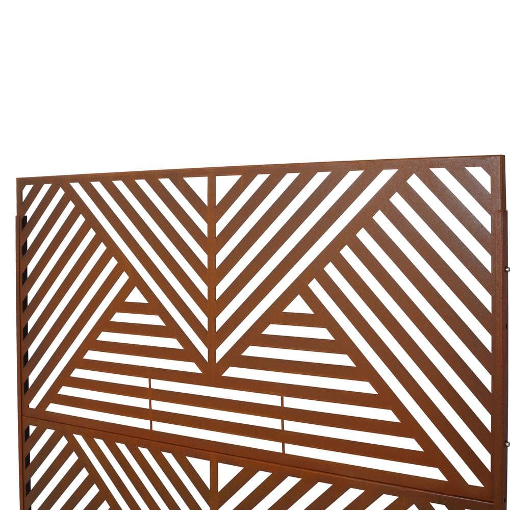 Sudzendf Rust Red Outdoor Indoor Metal Privacy Decorative Screen Freestanding for Deck Balcony Patio for Outside Lawn Garden