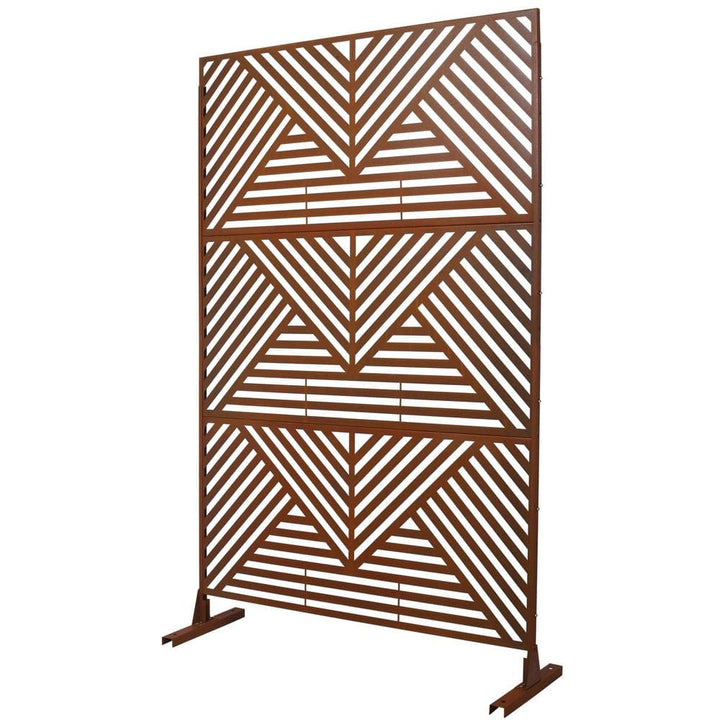 Sudzendf Rust Red Outdoor Indoor Metal Privacy Decorative Screen Freestanding for Deck Balcony Patio for Outside Lawn Garden