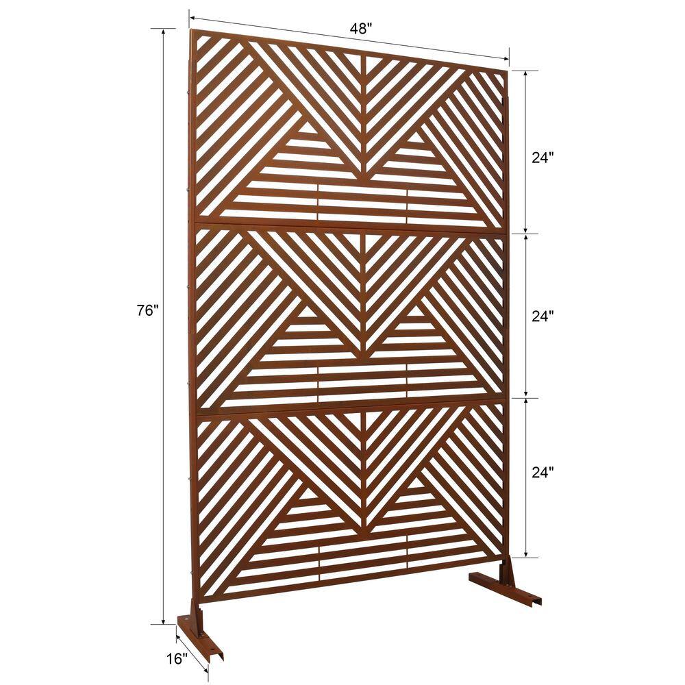 Sudzendf Rust Red Outdoor Indoor Metal Privacy Decorative Screen Freestanding for Deck Balcony Patio for Outside Lawn Garden