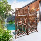 Sudzendf Rust Red Outdoor Indoor Metal Privacy Decorative Screen Freestanding for Deck Balcony Patio for Outside Lawn Garden