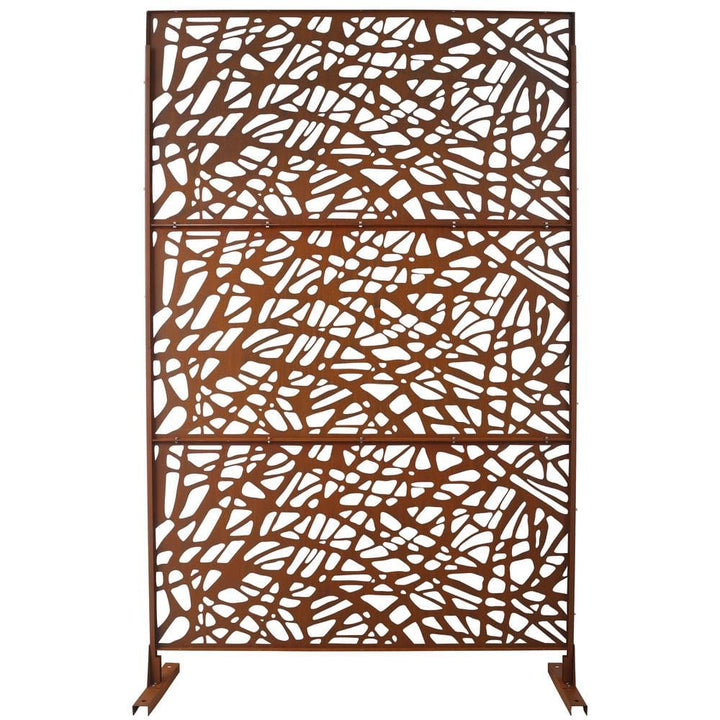 Sudzendf Outdoor and Indoor Freestanding Decorative Privacy Screen Metal Privacy Screen, Fence Panels in Rust Red