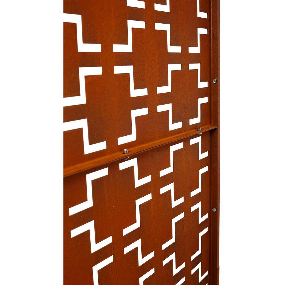Sudzendf Outdoor and Indoor Freestanding Decorative Privacy Screen Metal Privacy Screen, Fence Panels in Rust Red