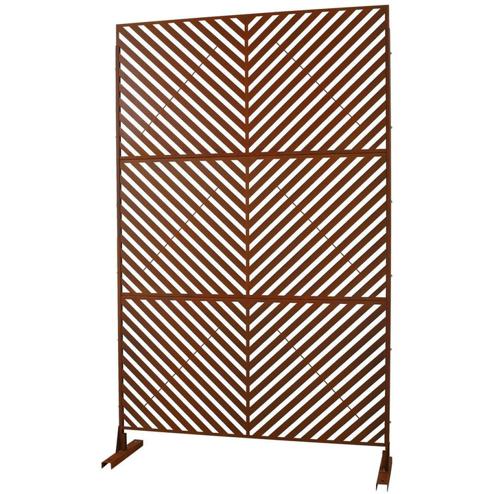 Sudzendf Outdoor and Indoor Freestanding Decorative Privacy Screen Metal Privacy Screen, Fence Panels in Rust Red