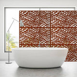 Tidoin 6.3 ft. x 4 ft. Rust Red Steel Freestanding Flat Flat Top Decorative Privacy Screen Metal Fence Panel
