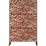 Tidoin 6.3 ft. x 4 ft. Rust Red Steel Freestanding Flat Flat Top Decorative Privacy Screen Metal Fence Panel