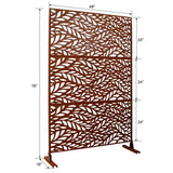 Tidoin 6.3 ft. x 4 ft. Rust Red Steel Freestanding Flat Flat Top Decorative Privacy Screen Metal Fence Panel
