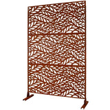 Tidoin 6.3 ft. x 4 ft. Rust Red Steel Freestanding Flat Flat Top Decorative Privacy Screen Metal Fence Panel