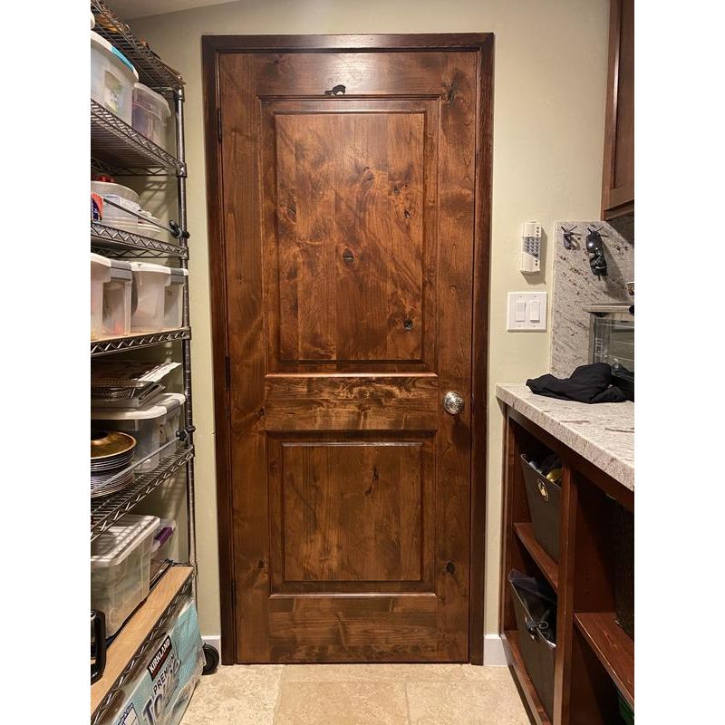 Krosswood Doors 32 in. x 80 in. Knotty Alder 2-Panel Left-Hand Inswing Grey Stain Wood Prehung Front Door