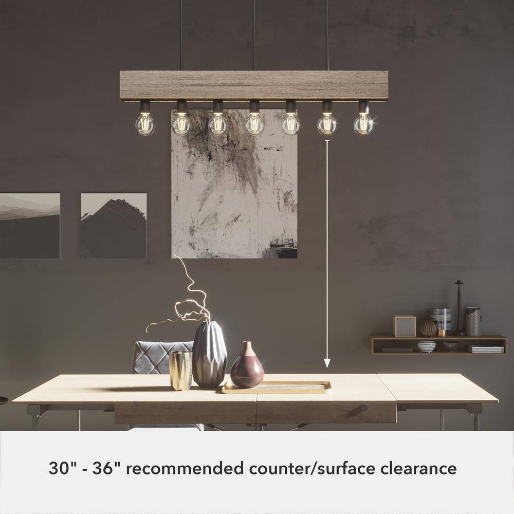 Hunter Donelson 7 Light Rustic Iron Linear Chandelier Kitchen Light