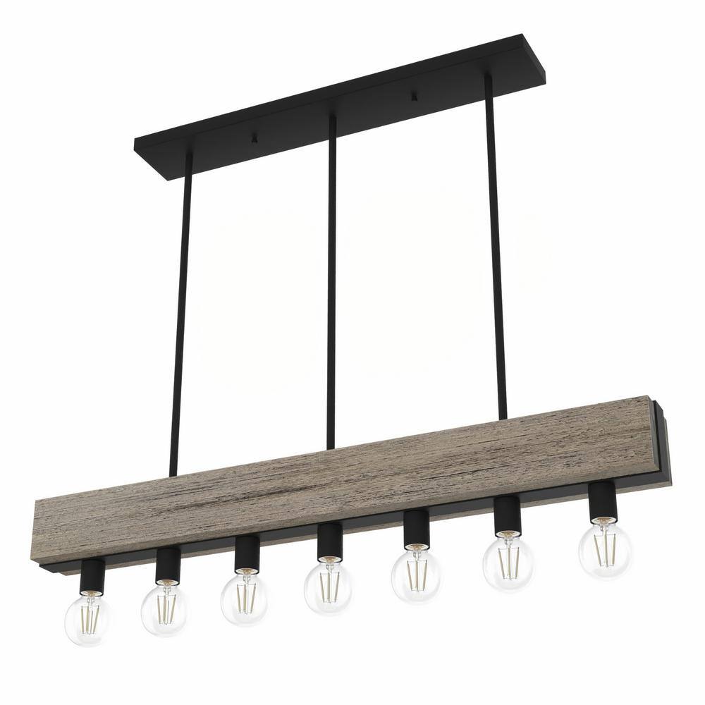 Hunter Donelson 7 Light Rustic Iron Linear Chandelier Kitchen Light