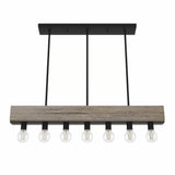 Hunter Donelson 7 Light Rustic Iron Linear Chandelier Kitchen Light