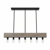 Hunter Donelson 7 Light Rustic Iron Linear Chandelier Kitchen Light