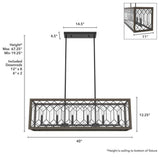 Hunter Chevron 6-Light Rustic Iron Billiard Chandelier with Clear Seeded Glass Shade