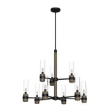 Hunter River Mill 9-Light Rustic Iron Candlestick Chandelier with Clear Seeded Glass Shades