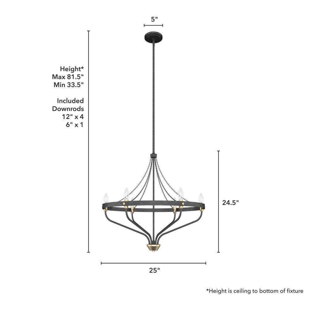 Hunter Merlin 6-Light Rustic Iron Wagon Wheel Chandelier