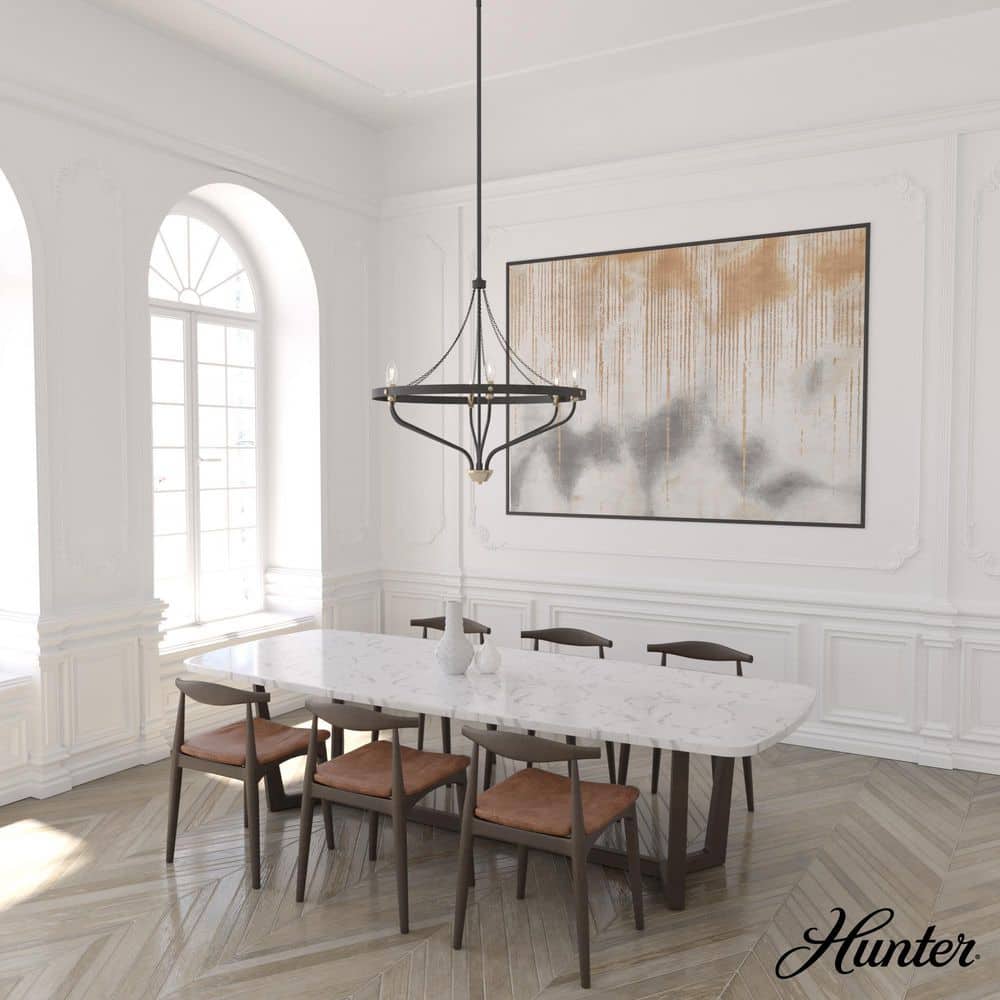 Hunter Merlin 6-Light Rustic Iron Wagon Wheel Chandelier
