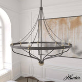 Hunter Merlin 7-Light Rustic Iron Wagon Wheel Chandelier
