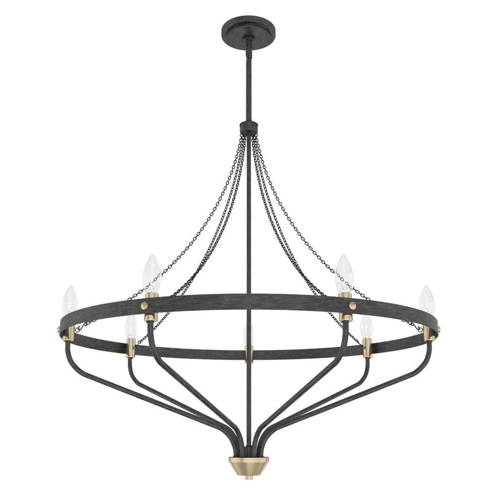 Hunter Merlin 7-Light Rustic Iron Wagon Wheel Chandelier