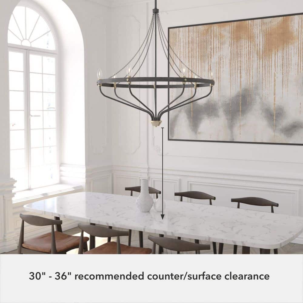 Hunter Merlin 7-Light Rustic Iron Wagon Wheel Chandelier
