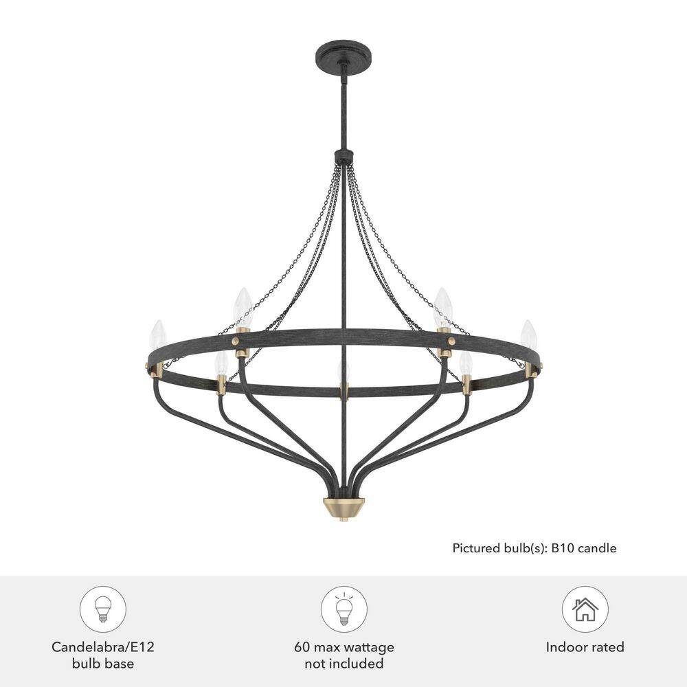 Hunter Merlin 7-Light Rustic Iron Wagon Wheel Chandelier
