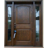Krosswood Doors 32 in. x 80 in. Rustic Knotty Alder Arch Top Provincial Stain Left-Hand Inswing Wood Single Prehung Front Door