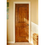 Krosswood Doors 30 in. x 80 in. Knotty Alder 2-Panel Top Rail Arch with V-Groove Solid Wood Core Interior Door Slab