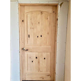 Krosswood Doors 30 in. x 80 in. Knotty Alder 2-Panel Top Rail Arch with V-Groove Solid Wood Core Interior Door Slab